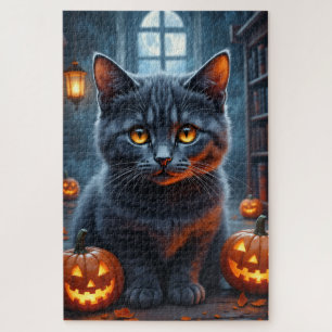 ブリティッシュショートヘアゴシックハロウィン肖像画アート ジグソーパズル