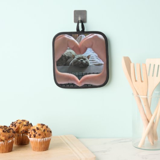 ブリティッシュショートヘア子猫インハート 鍋敷き (インサイチュ (吊り下げ))