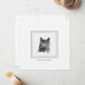 ブリティッシュショートヘア猫の木炭スケッチ ノートカード (正面/裏面インサイチュ)