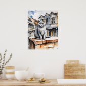 ブリティッシュショートヘア猫キャットアートプリント ポスター (キッチン)