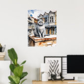 ブリティッシュショートヘア猫キャットアートプリント ポスター (ホームオフィス)