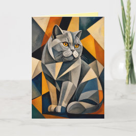 ブリティッシュショートヘア 猫の抽象画 グリーティングカード シーズンカード