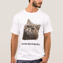 ブリティッシュショートヘア 猫 オリジナルカスタムテキスト Tシャツ