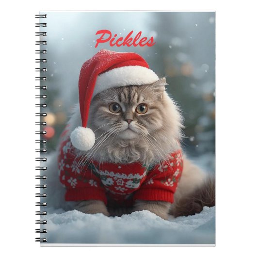 ブリティッシュショートヘア 猫 クリスマスパーソナライズデザイン ノートブック (正面)