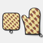 ブリティッシュスティッキートフィープディングイングランドグルメタオル 鍋つかみ&鍋敷きセット (正面)