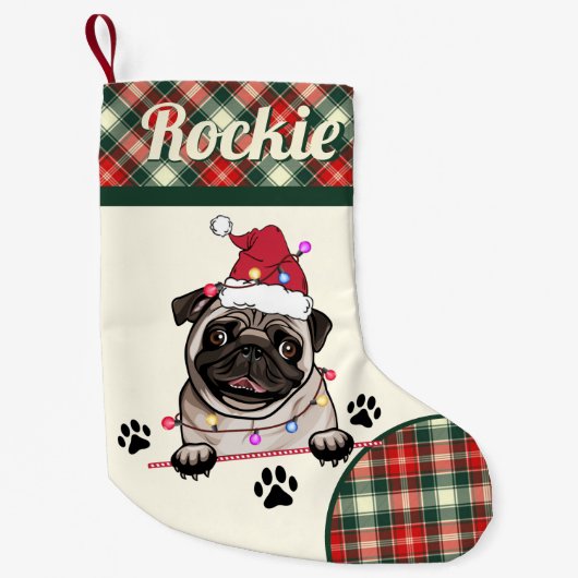ブリティッシュブルドッグパーソナライズされたクリスマス スモールクリスマスストッキング (正面)