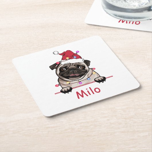 ブリティッシュブルドッグパーソナライズされたハンドスケッチ スクエアペーパーコースター (アングル)