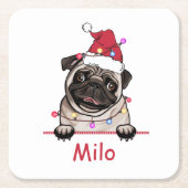 ブリティッシュブルドッグパーソナライズされたハンドスケッチ スクエアペーパーコースター (正面)