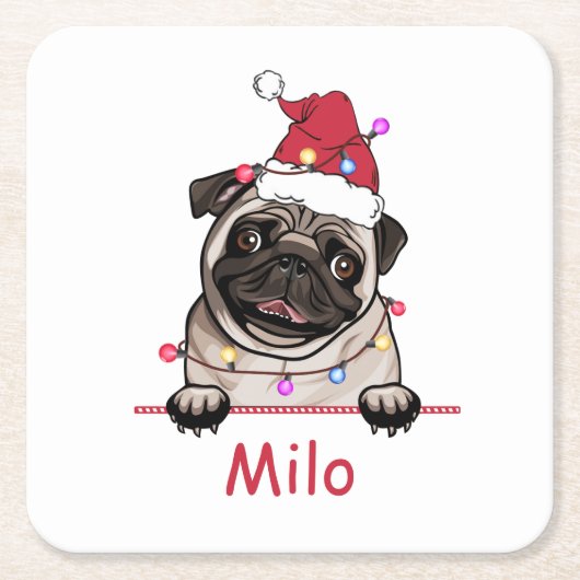 ブリティッシュブルドッグパーソナライズされたハンドスケッチ スクエアペーパーコースター (正面)