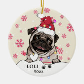 ブリティッシュブルドッグパーソナライズされたハンドスケッチ セラミックオーナメント (正面)