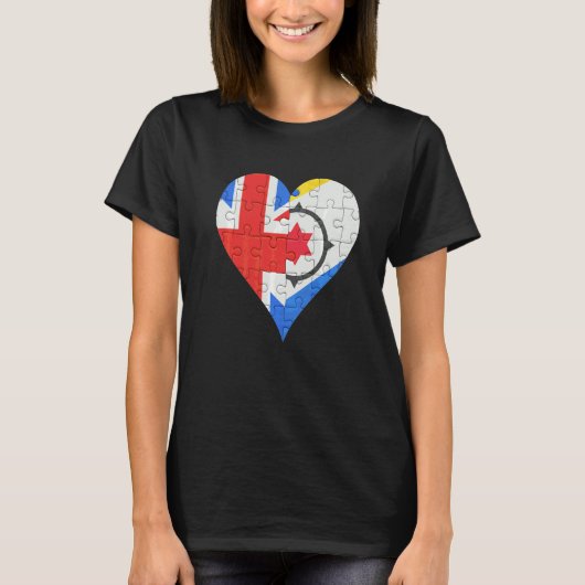 ブリティッシュボネアオランダ国旗ハート Tシャツ (正面)