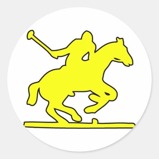 ブリティッシュポロスポーツホースプレイヤーシルエットポニー ラウンドシール (正面)