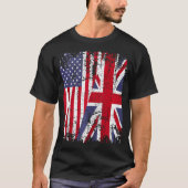 ブリティッシュルーツハーフアメリカ国旗イギリスUk Tシャツ (正面)
