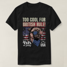 ブリティッシュルールなんて興味なし パグ 7月4日 アメリカTシャツ