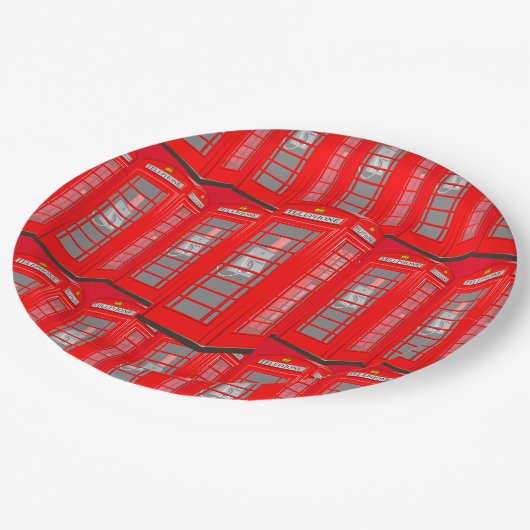 ブリティッシュレッドテーマロンドンフォンブース紙プレート ペーパープレート (アングル)