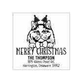 ブリティッシュロングヘアキャット差出人住所クリスマス ラバースタンプ (インプリント)