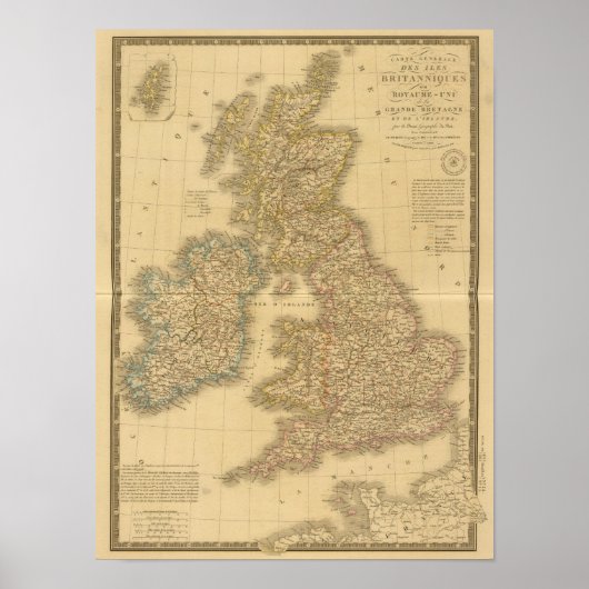 ブリティッシュ諸島の地図 ポスター (正面)