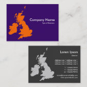 ブリティッシュ諸島 – オレンジとダークバイオレット 名刺 (正面/裏面)