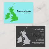 ブリティッシュ諸島 – グリーン淡い色のオンシアン 名刺 (正面/裏面)