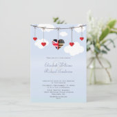 ブリティッシュ・アメリカン・ロマンチック結婚ハート 招待状 (スタンド正面)