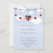 ブリティッシュ・アメリカン・ロマンチック結婚ハート 招待状 (正面)