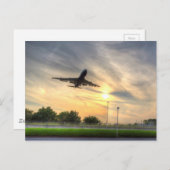 ブリティッシュ・エアウェイズ747サンセット着陸 ポストカード (正面/裏面)