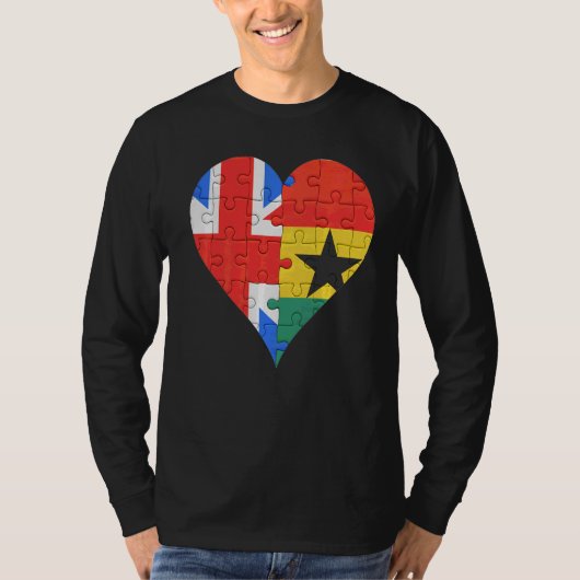 ブリティッシュ・ガーナ国旗のハート Tシャツ (正面)