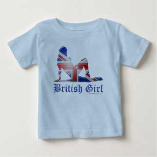 ブリティッシュ・ガール・シルエット国旗 ベビーTシャツ