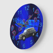ブリティッシュ・キャブ・ロンドンのアイコン・ブルー ラージ壁時計 (傾斜)