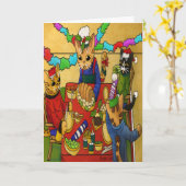 ブリティッシュ・クリスマス・ディナー・キャッツ カード (黄色い花)