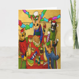 ブリティッシュ・クリスマス・ディナー・キャッツ カード