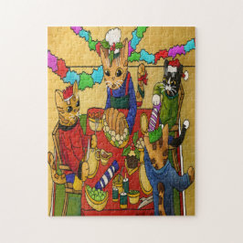 ブリティッシュ・クリスマス・ディナー・キャッツ ジグソーパズル