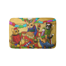 ブリティッシュ・クリスマス・ディナー・キャッツ バスマット