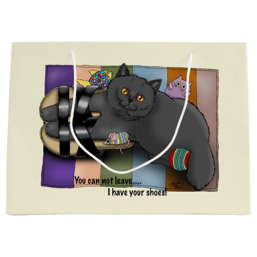 ブリティッシュ・ショートヘアのキャットサンダルおもしろいキュート ラージペーパーバッグ (正面)