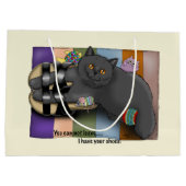 ブリティッシュ・ショートヘアのキャットサンダルおもしろいキュート ラージペーパーバッグ (裏面)