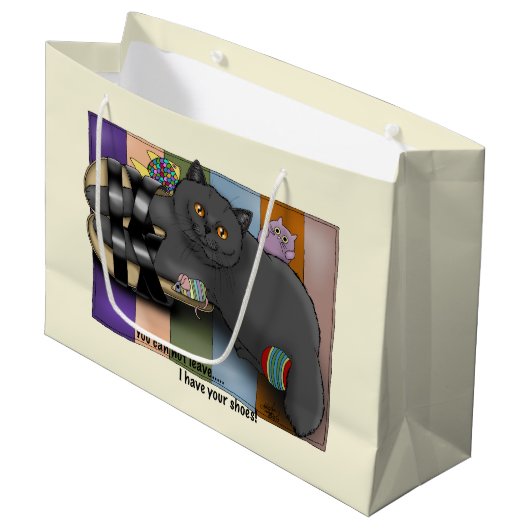 ブリティッシュ・ショートヘアのキャットサンダルおもしろいキュート ラージペーパーバッグ (正面アングル)