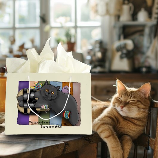 ブリティッシュ・ショートヘアのキャットサンダルおもしろいキュート ラージペーパーバッグ