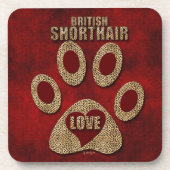 ブリティッシュ・ショートヘアの猫が赤いチーズを育てる コースター (正面)