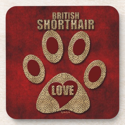 ブリティッシュ・ショートヘアの猫が赤いチーズを育てる コースター (正面)