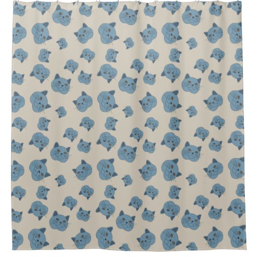 ブリティッシュ・ショートヘアの猫型 シャワーカーテン (正面)
