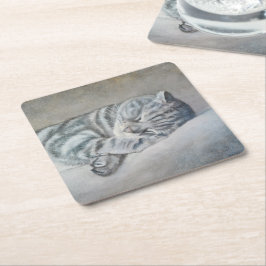 ブリティッシュ・ショートヘアの甘い夢 スクエアペーパーコースター