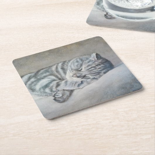 ブリティッシュ・ショートヘアの甘い夢 スクエアペーパーコースター (アングル)