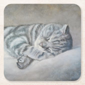 ブリティッシュ・ショートヘアの甘い夢 スクエアペーパーコースター (正面)