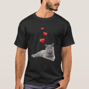 ブリティッシュ・ショートヘアハート可愛いイギリス国内 Tシャツ