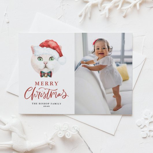 ブリティッシュ・ショートヘア・キャット・レッド・メリー・クリスマスフォト シーズンポストカード