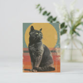 ブリティッシュ・ショートヘア・キャット・ヴィンテージ・アート ポストカード (スタンド正面)