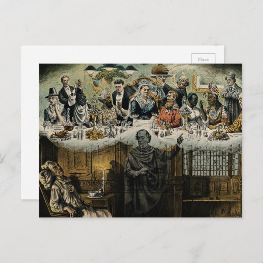 ブリティッシュ・スクルージ・クイーンビクトリア・クリスマスディナー シーズンポストカード (正面/裏面)