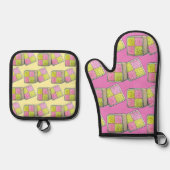 ブリティッシュ・バットンベルグ・マルジパン・スポンジケーキUK Food 鍋つかみ&鍋敷きセット (正面)