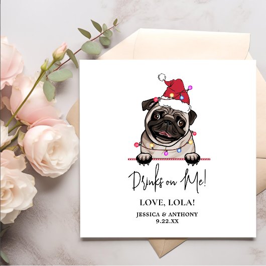 ブリティッシュ・ブルパーソナライズされた・ドッグが飲む スタンダードカクテルナプキン