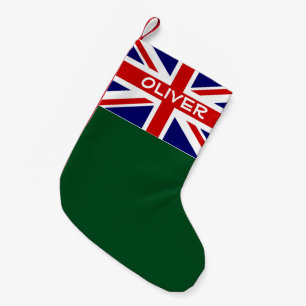 ブリティッシュ・ユニオン・ジャック国旗のパーソナライズされた休日 スモールクリスマスストッキング